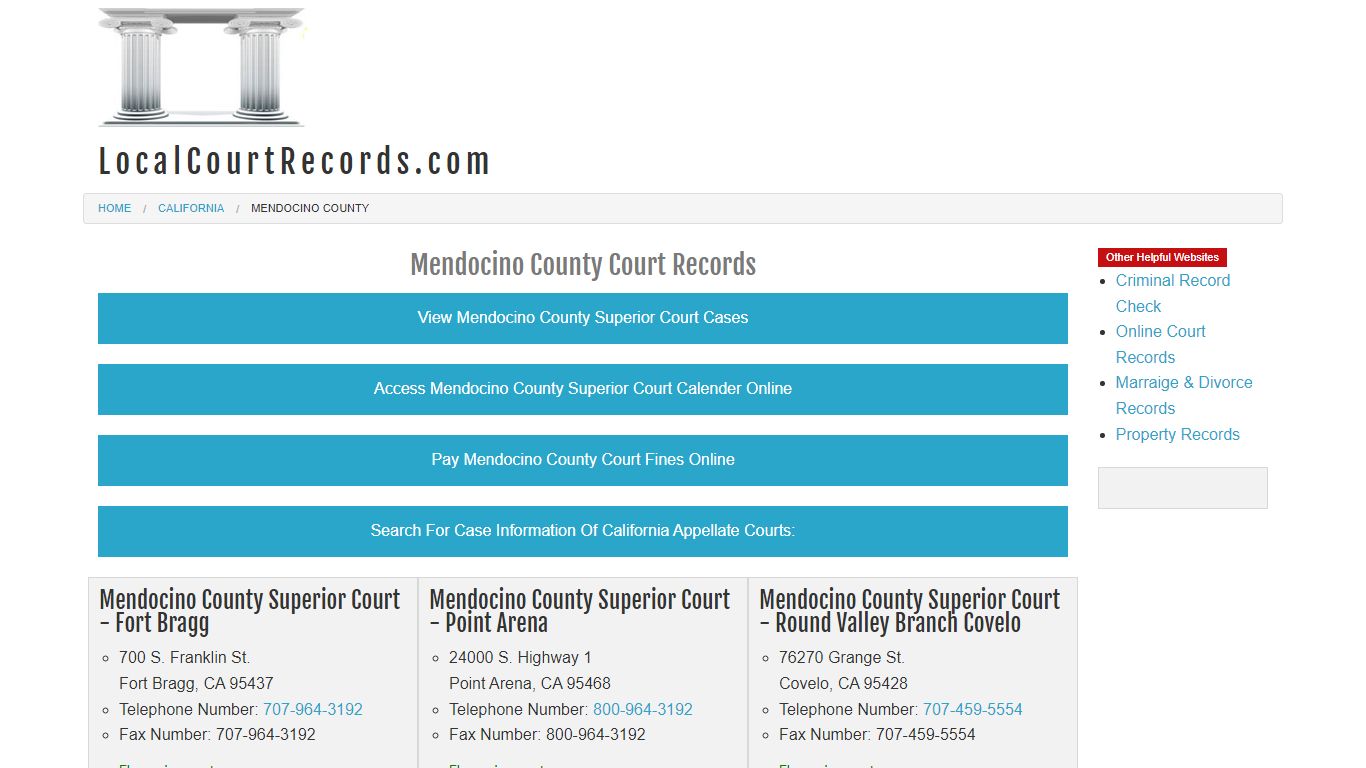 Mendocino County Court Records - California