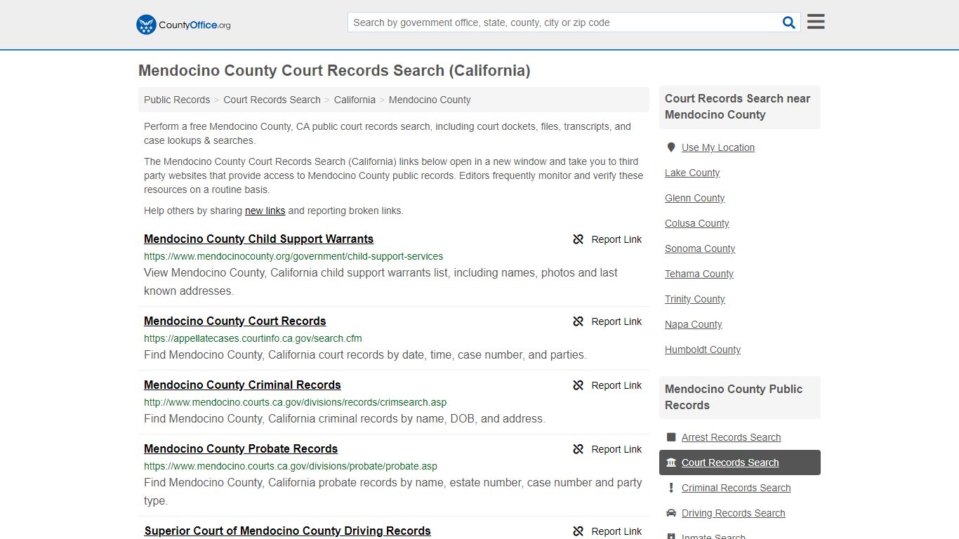 Court Records Search - Mendocino County, CA (Adoptions ...